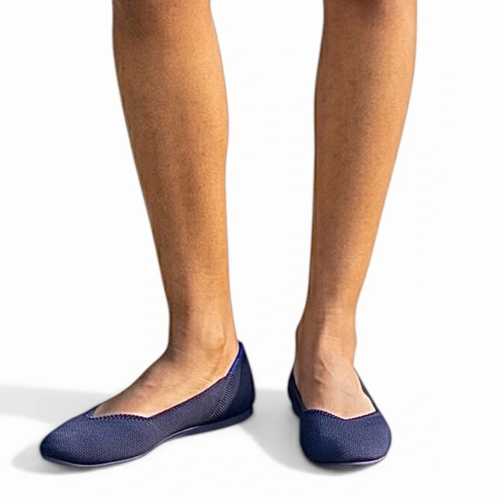 Rothy's Blue Textured Flat Round Toe Comfortable Ballet Style Shoes 9